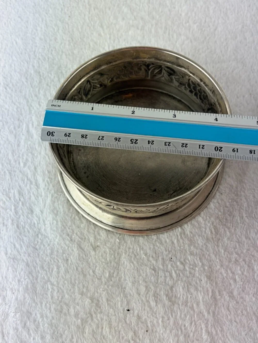 Pottery Barn Silver Decorative Pewter Wine Bottle Coaster Candle Holder